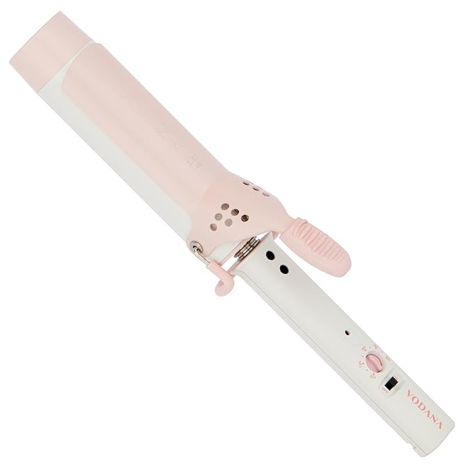 VODANA Professional GlamWave Ceramic Curling Iron, Natural Curls, Hair Curler, Curling Wand, Available in USA (Strawberry Cream, 1.4 inch)