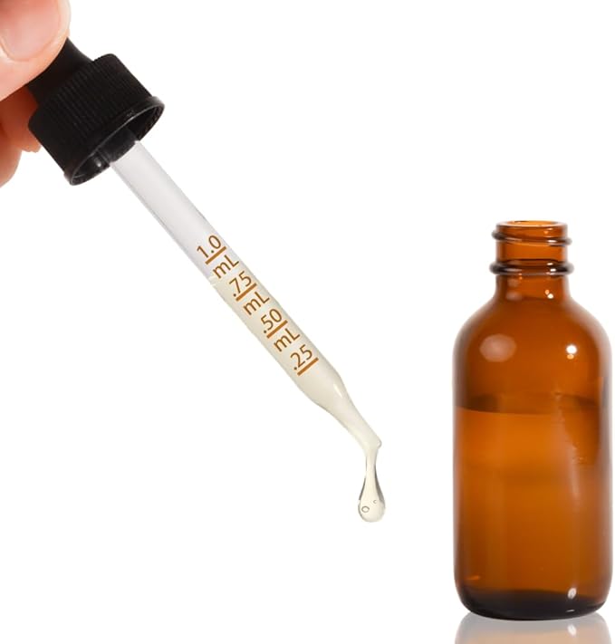 Dropper Bottle,2 oz 4 Pack Glass Droppers Bottle for Oils Eye Dropper Small Travel Oil Amber Dropper with 1 Funnel & 6 Labels - Essential Oils Bottles Tincture Bottles With Dropper Leakproof