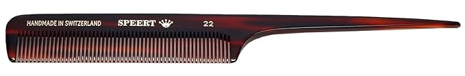 #22 Handmade Narrow Tooth Rat Tail Comb Tortoise Havana Acetate Fine Straight Thin Detangling Parting Grooming Teasing Hair Styling Hairdresser Barber Hairdressing Wet Dry Pocket Women Men Kids
