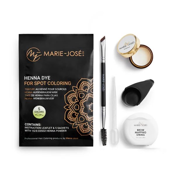 Marie-José Henna Dye Set - Professional Henna Tint Kit for Spot Coloring - Covers Grey Hair - Root Touch Up - Good for 50 Applications (Starter Kit)