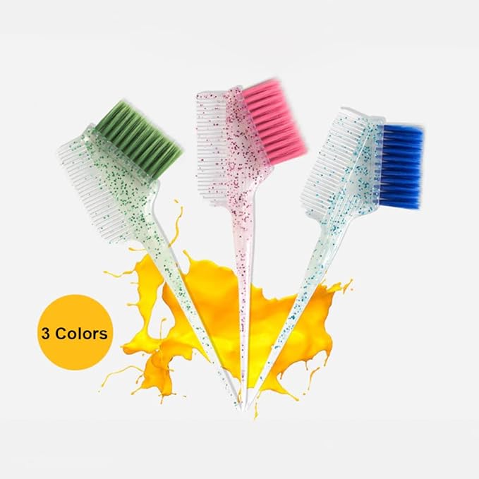 Hair Dye Brushes and Combs Set, 6pcs Multicolor Glitter Hair Tint Tools Kit for Home DIY Coloring and Salon Use