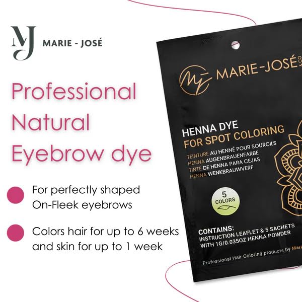 Marie-José Henna Dye Set - Professional Henna Tint Kit for Spot Coloring - Covers Grey Hair - Root Touch Up - Good for 50 Applications (Starter Kit)