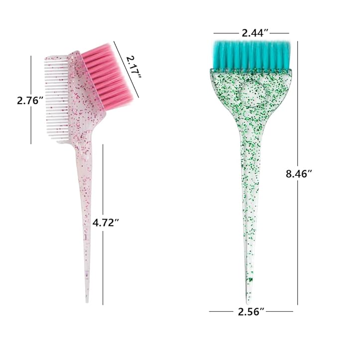 Hair Dye Brushes and Combs Set, 6pcs Multicolor Glitter Hair Tint Tools Kit for Home DIY Coloring and Salon Use