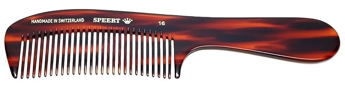 #16 Handmade Wide Tooth Rake Comb Tortoise Havana Acetate Large Handle Thick Coarse Curly Hair Detangling Parting Grooming Teasing Hair Styling Hairdresser Barber Hairdressing Wet Dry Pocket