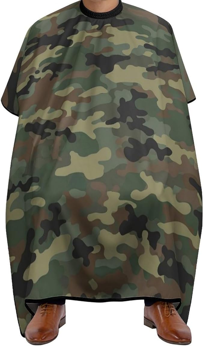 Unisex Cool Camo Camouflage Military Hair Styling Cape, Full Coverage Hairdressing Apron for Barber Salon, Profession Barbershop Supplies
