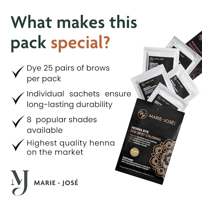 Marie-José & Co Henna Dye Set - Professional Henna Tint for Spot Coloring - Good for 50 Applications (Blond)