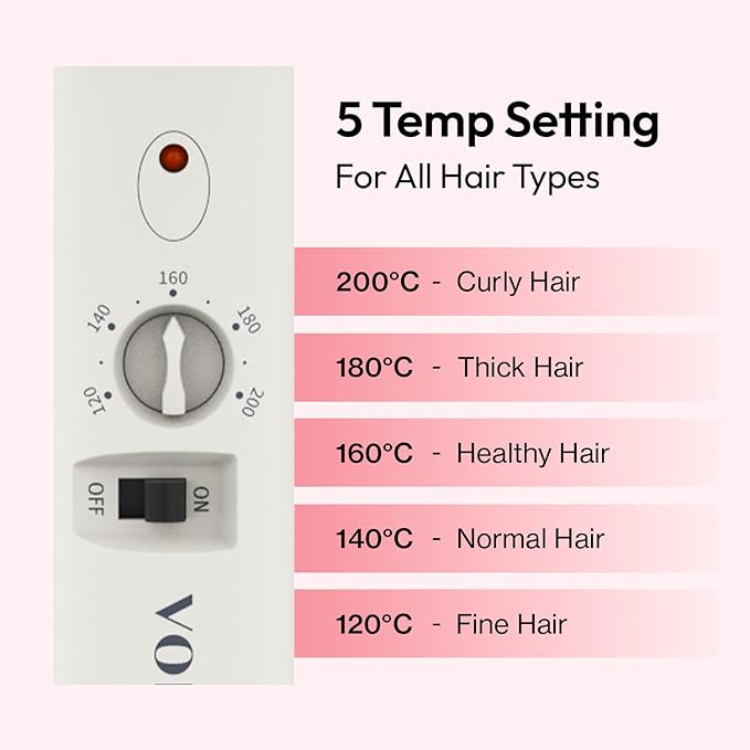 VODANA Professional GlamWave Ceramic Curling Iron, Long-Lasting Natural Curls, Instant Heat, Hair Curler, Curling Wand, Available in USA (1.4 inch, Ivory)