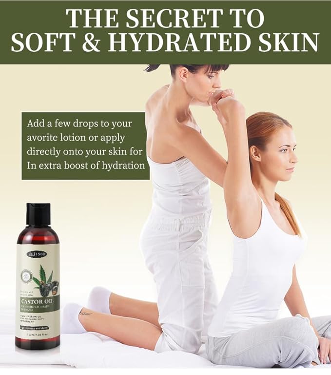 Organic Castor Oil for Hair Growth, 100% Pure Natural Premium Grade Castor Oil Cold Pressed, Hexane-Free, Eyelash & Eyebrow Enhancement, Skin Moisturizing, 7.04 Fl Oz for Lashes Hair Face Body