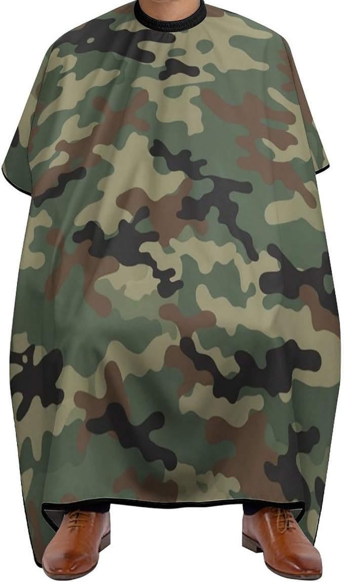 Men Women Cool Camo Military Camouflage Professional Salon Cape, Extra Large Hairdressing Haircut Apron for Hair Dye, Barber Aceessories