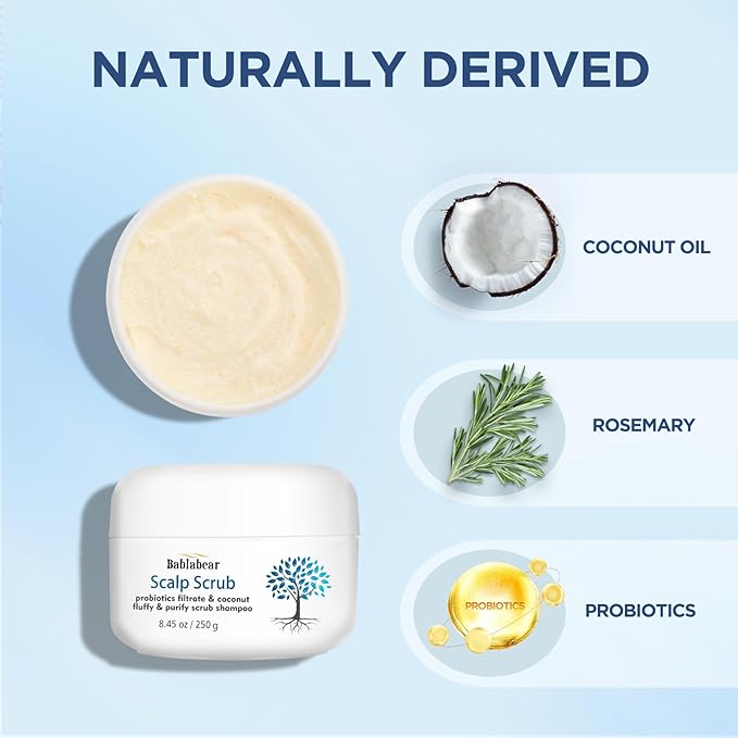 Bablabear Scalp Exfoliator Scrub,Itchy Scalp Treatment for Dandruff, No Sulfate Hair Scrub To Soothe a Dry, Flaky,Scalp,Removes Buildup,Clarifying Shampoo.