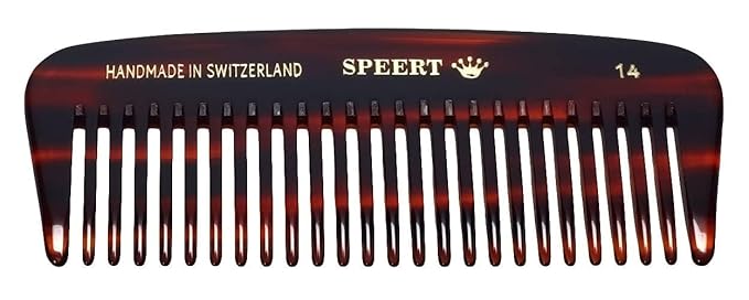 #14 Handmade Wide Tooth Comb Tortoise Havana Acetate Thick Coarse Curly Detangling Parting Grooming Teasing Hair Styling Hairdresser Barber Hairdressing Wet Dry Pocket Travel Women Men Kids