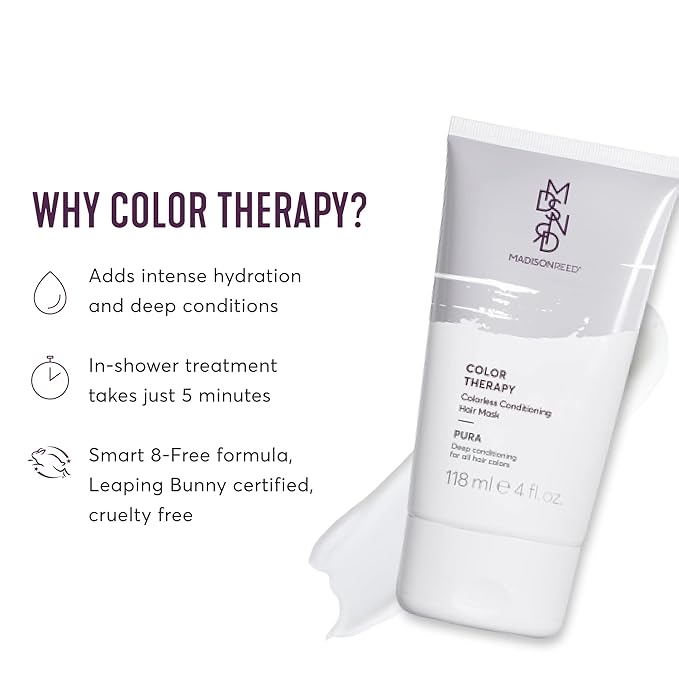Madison Reed Color Therapy, Pura, Deep Conditioning Hair Mask & Restorative Treatment, Adds Intense Hydration, Keratin & Argan Oil, 4 Fl Oz (118 mL)