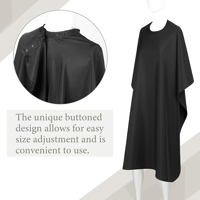 6 Pack Black Waterproof Hair Salon Cape Large Hair Cutting Salon Cape with Metal Snap Closure Haircut Apron for Women Men Hairstylists,Black