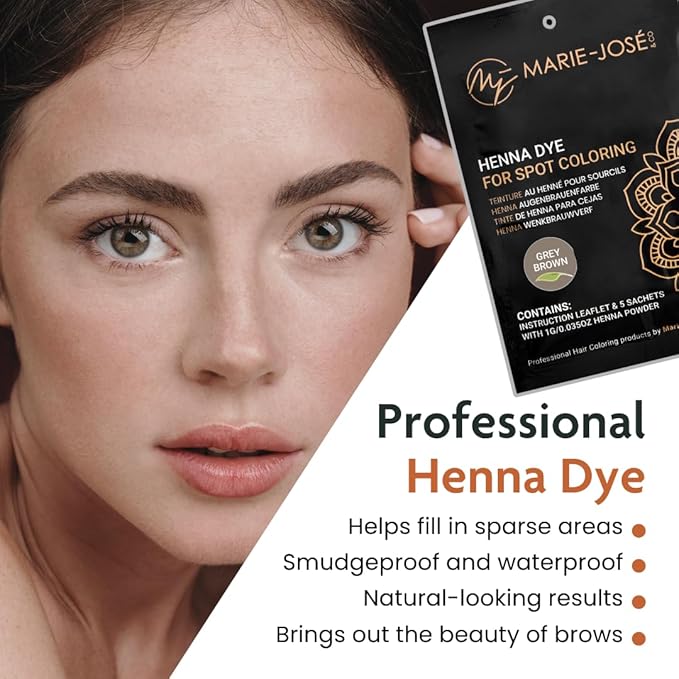 Marie-José Henna Dye - Professional Henna Tint for Spot Coloring - Covers Grey Hair - Root Touch Up - Good for 50 Applications (Grey Brown)