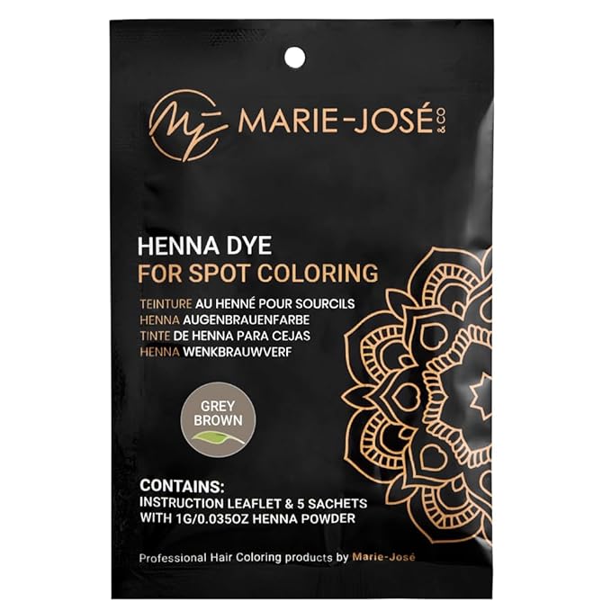 Marie-José Henna Dye - Professional Henna Tint for Spot Coloring - Covers Grey Hair - Root Touch Up - Good for 50 Applications (Grey Brown)