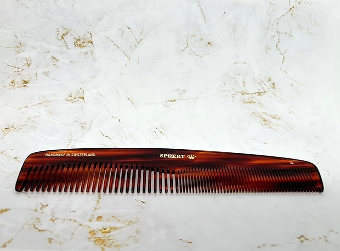 #4 Handmade Wide Narrow Tooth Comb Tortoise Havana Acetate Thick Coarse Curly Thin Fine Straight Hair Detangling Parting Grooming Teasing Styling Hairdresser Barber Hairdressing Wet Dry Pocket
