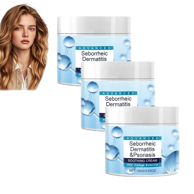Scalp Soothing Cream for Seborrheic Dermatitis & Psoriasis Relief - Moisturizing Treatment for Itchy Scalp, Dandruff Control with Natural Herbal Extracts - 100g (3 pcs)