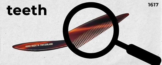 #1617 Handmade Narrow Tooth Mustache Beard Comb Small Tortoise Havana Acetate Thick Coarse Fine Short Pocket Sized Facial Hair Grooming Tangle Free Beard Straightener Growth Care Styling Wet