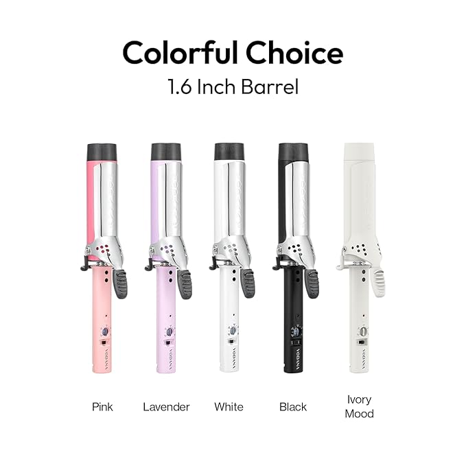 VODANA Professional GlamWave Ceramic Curling Iron, Long-Lasting Natural Curls, Instant Heat, Hair Curler, Curling Wand, Available in USA (1.6 inch, White)