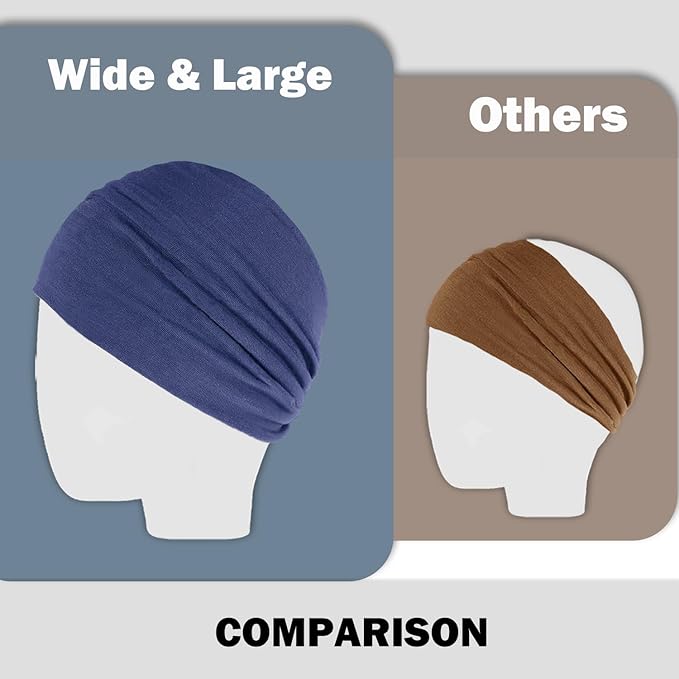 IVARYSS Wide Headbands for Women, Knotted Head Wraps Turbans, Large African Style Head Bands Hair Accessories, 6 Pack (Boho Set1)