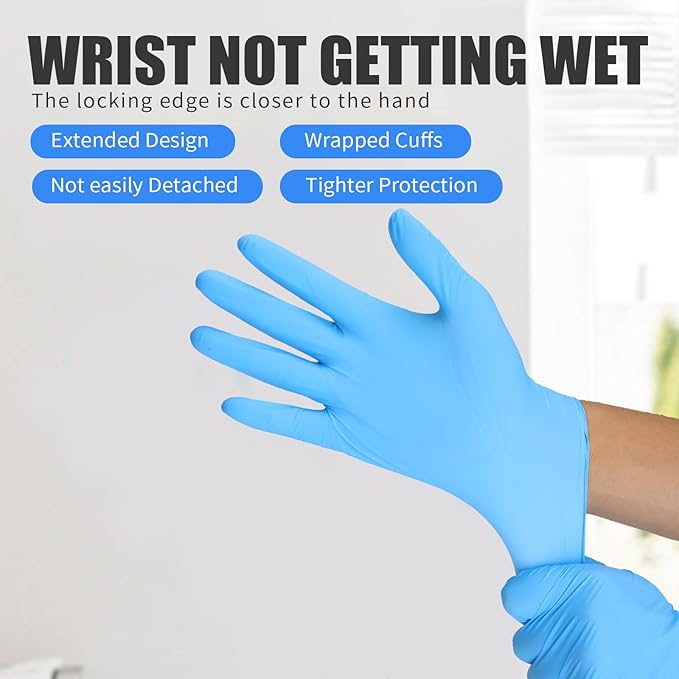 LW Concept Blue Nitrile Gloves,Disposable, Strong, 4mil Cooking Gloves, Latex Free Powder Free