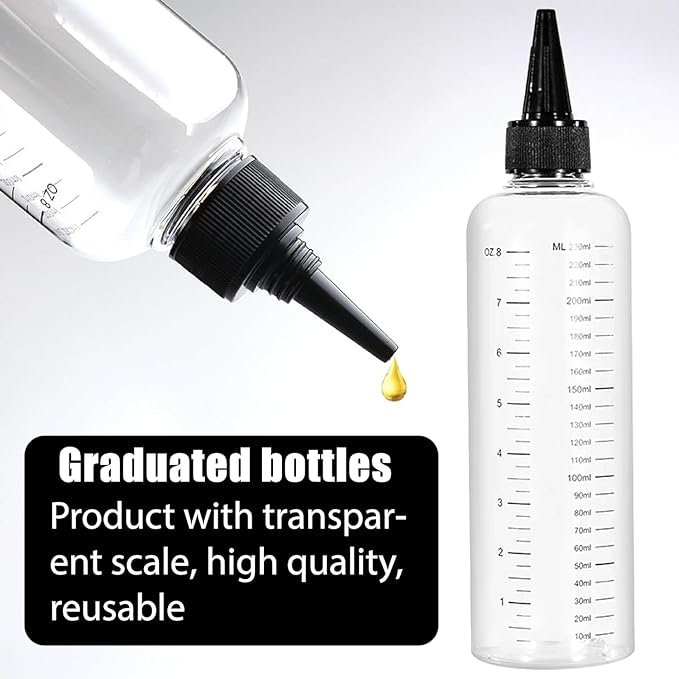 1 Pc Transparent Refillable Bottle for Hair Oil, Hair Oil Container for Scalp,Applicator Squirt Bottles for Liquids,16.9oz 500ml Plastic Squeeze Bottles With Clear Graduated Scale and Twist Top Cap