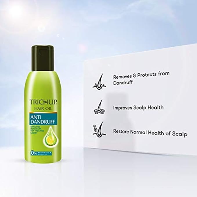 TRICHUP Anti-Dandruff Hair Oil with Tea Tree & Neem | Herbal Scalp Oil for Flaky, Itchy Scalp Relief | Ayurvedic Scalp Care | Deep Nourishment for hair care | Non-Greasy - 3.38 fl oz (Pack of 2)