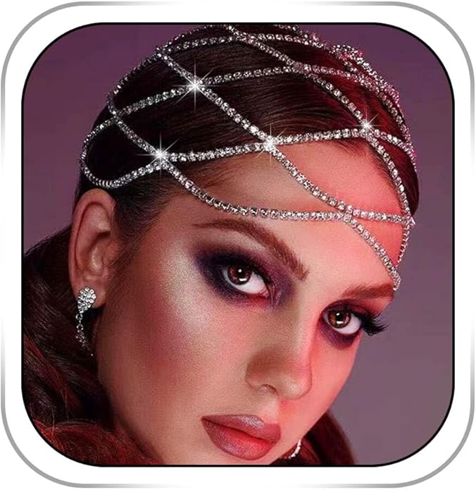 1920s Rhinestone Head Chain Jewelry Flapper Cap Headpieces Costume Hair Accessories for Women