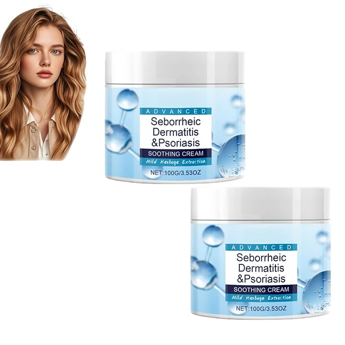 Scalp Soothing Cream for Seborrheic Dermatitis & Psoriasis Relief - Moisturizing Treatment for Itchy Scalp, Dandruff Control with Natural Herbal Extracts - 100g (2 pcs)