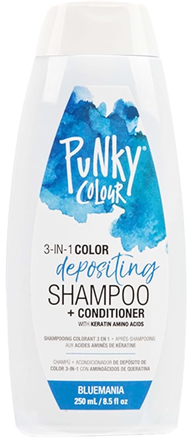 Punky Colour 3-in-1 Color Depositing Conditioner & Hair Cleanser - Bluemania, Semi Permanent Hair Color Conditioner, Long-Lasting Hair-Dye, 8.5 fl oz.