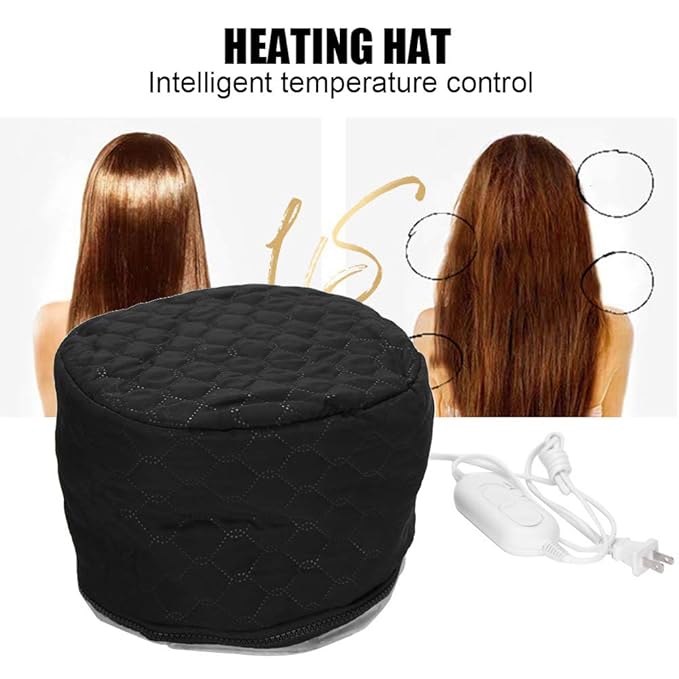 Electric Hair Heating Hat Household Hot Oil Treatment Hat, Hair Thermal Treatment SPA Nourish Care Hat with Adjustable Temperature, Soft PU Material Deep Conditioning Heat