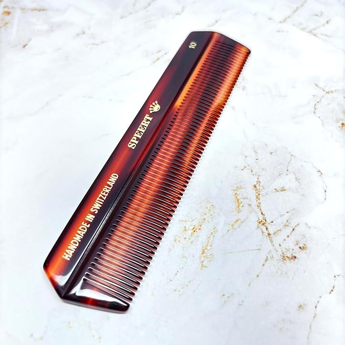 #10 Handmade Narrow Tooth Comb Tortoise Havana Acetate Fine Straight Thin Detangling Parting Grooming Teasing Hair Styling Hairdresser Barber Hairdressing Wet Dry Pocket Travel Women Men Kids