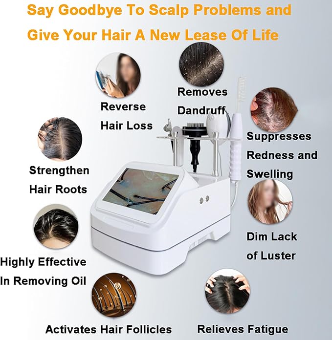 5 in 1 Scalp Skin Hair Follicle Scalp Detector, Multifunction Hair Care Machine Hair Analyzer, 70X 200X Lens Scalp Health Detection for Home Salon Beauty Salon