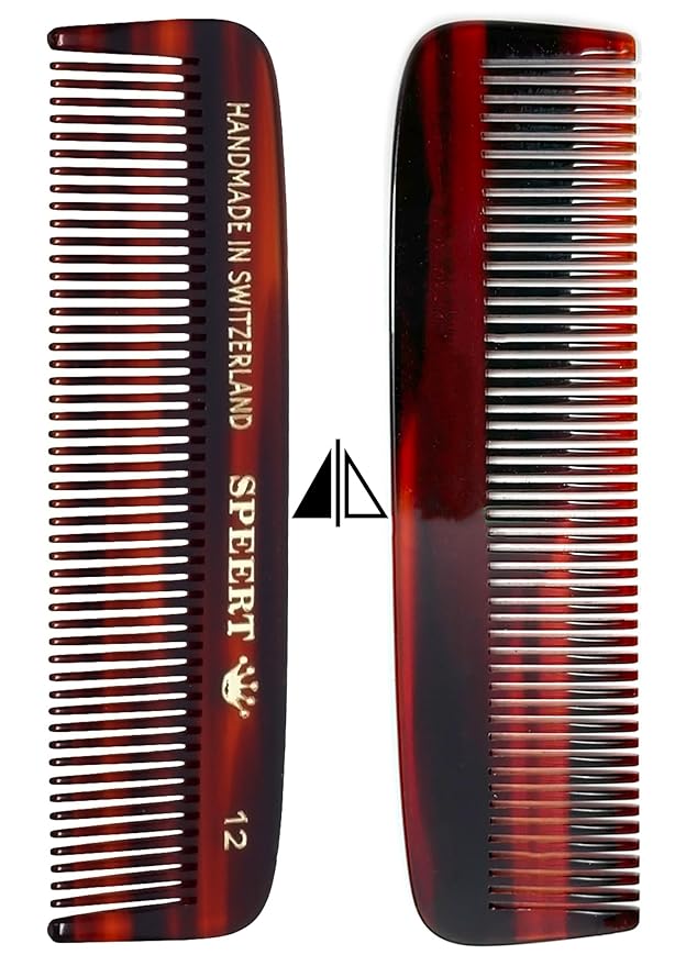 #12 Handmade Narrow Tooth Comb Tortoise Havana Acetate Fine Straight Thin Detangling Parting Grooming Teasing Hair Styling Hairdresser Barber Hairdressing Wet Dry Pocket Travel Women Men Kids