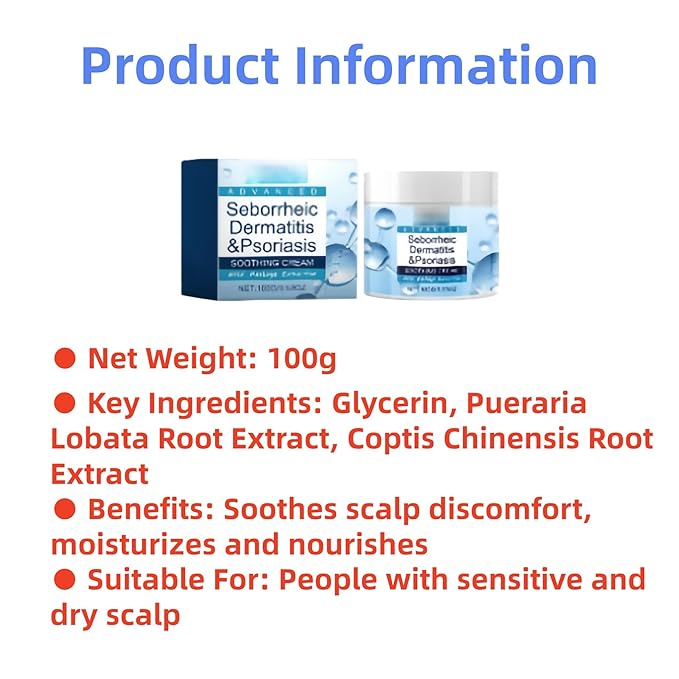 Scalp Soothing Cream for Seborrheic Dermatitis & Psoriasis Relief - Moisturizing Treatment for Itchy Scalp, Dandruff Control with Natural Herbal Extracts - 100g (2 pcs)