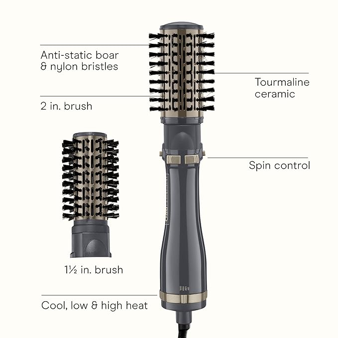 INFINITIPRO BY CONAIR Hot Air Styling Brush Set with 2-Inch and 1.5-Inch Bristles