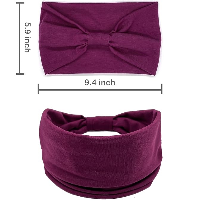 IVARYSS Wide Headbands for Women, Solid Knotted Head Wraps Turbans, Large African Style Head Bands Hair Accessories, 6 Pack