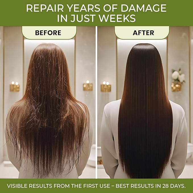 Double Treatment Collagen Hair Mask with Acai Oil, Damage Repair Hair Treatment Cream for Dry, Damaged & Color-Treated Hair, Sulfate & Paraben-Free, Suitable For All Hair Types, 16.9 fl oz / 500 ml