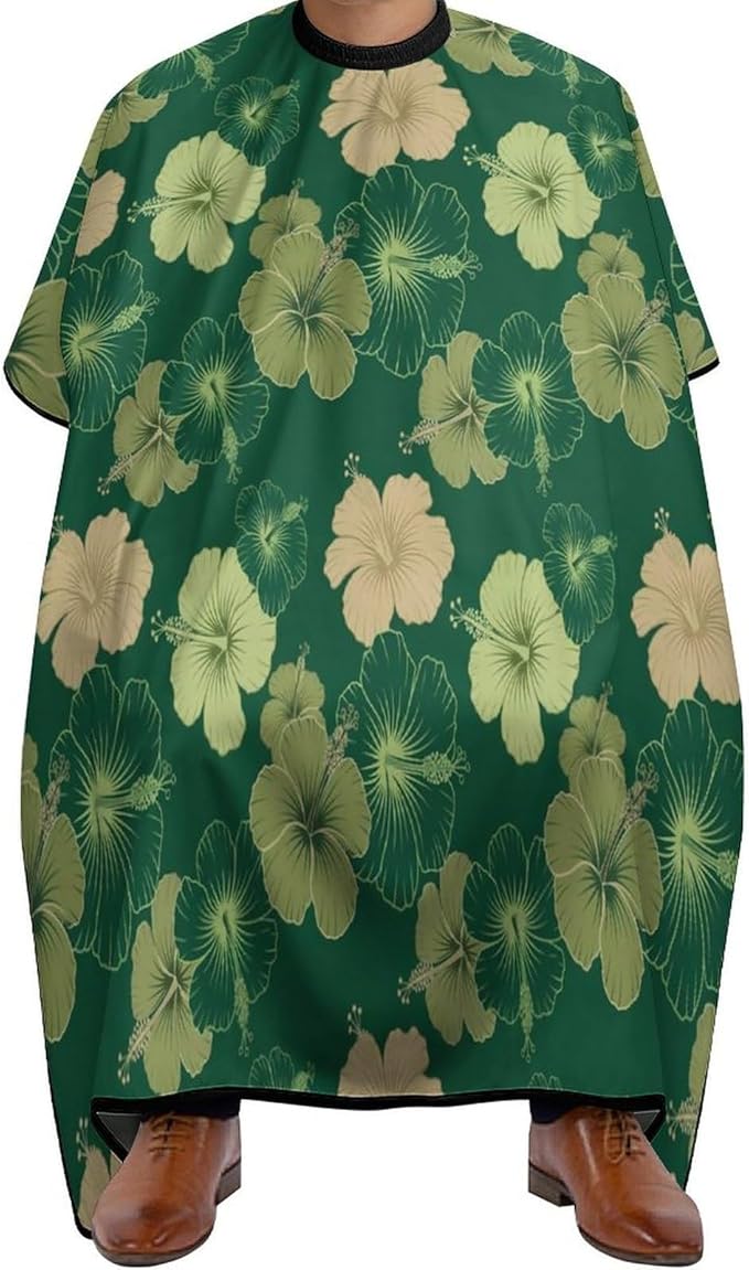 Men Women Hawaiian Floral Olive Green Camo Hair Cutting Cape, Large Long Haircut Hairdressing Cloth Apron for Styling Hair Cut Hairdresser, Barber Aceessories