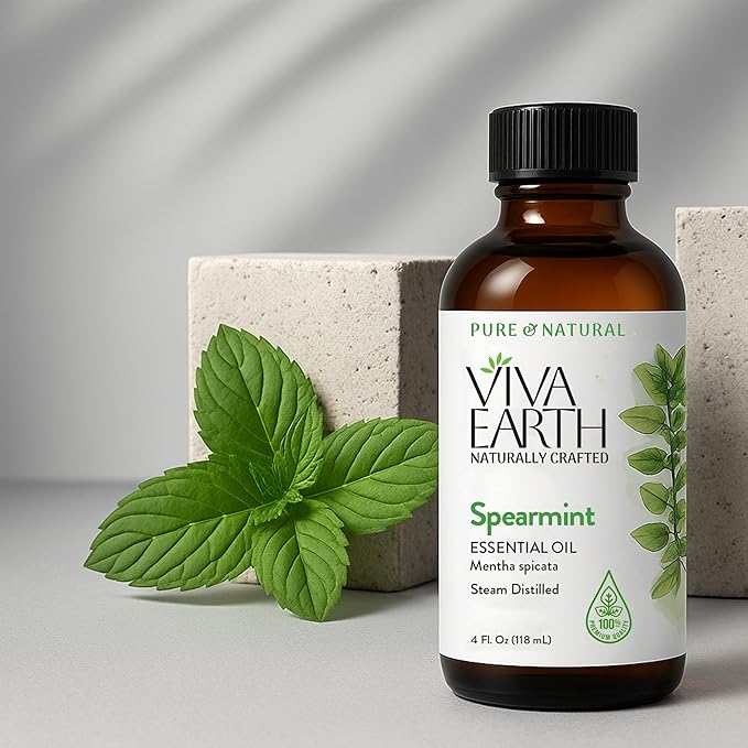 Spearmint Essential Oil – Pure and Natural Spearmint Aromatherapy Oil for Diffusers, Face and Skin Care, Hair and Scalp Blends, Massage, Soap and Candle Crafting – with Dropper, 4 fl oz