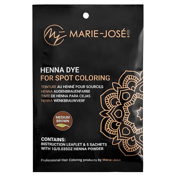 Marie-José & Co Henna Dye Set - Professional Henna Tint for Spot Coloring - Good for 50 Applications (Medium Brown)