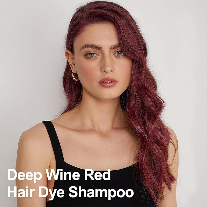 Hair Dye, Hair Dye Shampoo for Women & Men, Color Shampoo Hair Dye 16.9 Fl Oz, Safe and Natural Champu Para Canas (Dark Wine Red)