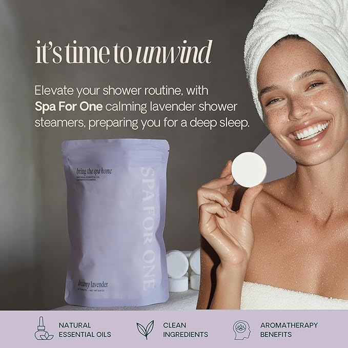 Shower Steamers Aromatherapy 10 Pack - Made in USA with Natural Essentials Oils for Christmas Stocking Stuffers, Birthday Gifts for Women and Men, White Elephant, Relaxation - Lavender