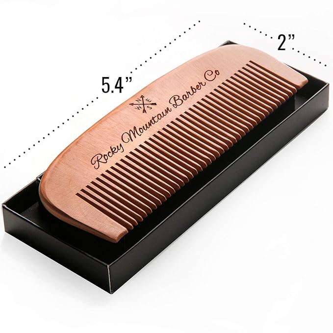 Hair Comb - Wood with Anti-Static & No Snag Handmade Brush for Beard, Head Hair, Mustache with Design in Gift Box