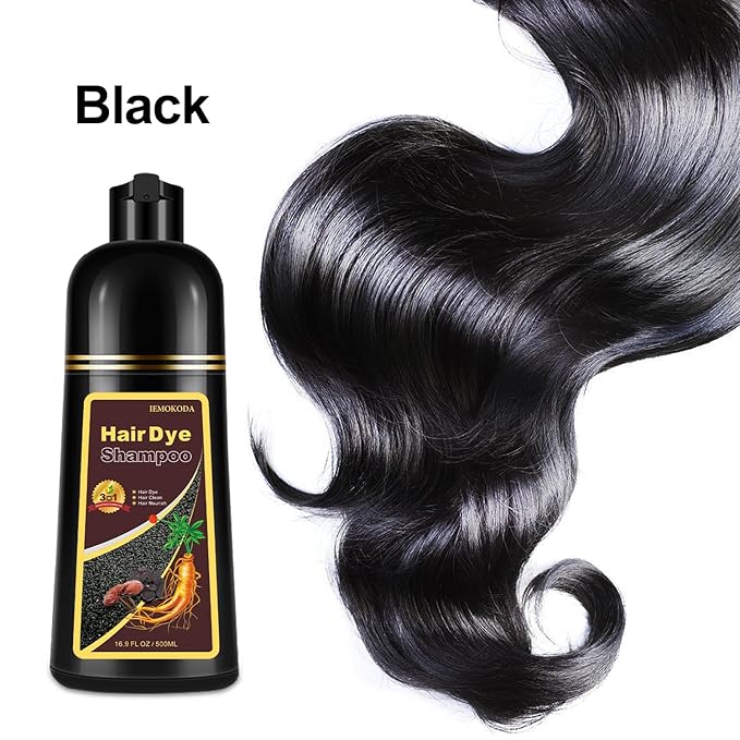 Hair Dye, Hair Dye Shampoo for Women & Men, Color Shampoo Hair Dye 16.14 Fl Oz, Safe and Natural Champu Para Canas (Black)