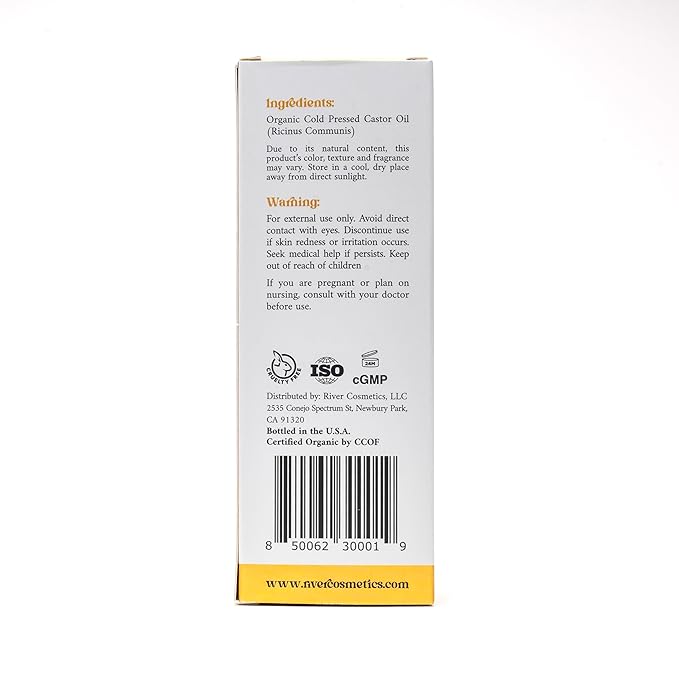 Organic Castor Oil, Cold Pressed in Glass Bottle for Naturally Nourishing Hair Care and Skincare, USDA Certified Organic 100% Pure Castor Oil, Hexane Free, 4 Fl Oz.