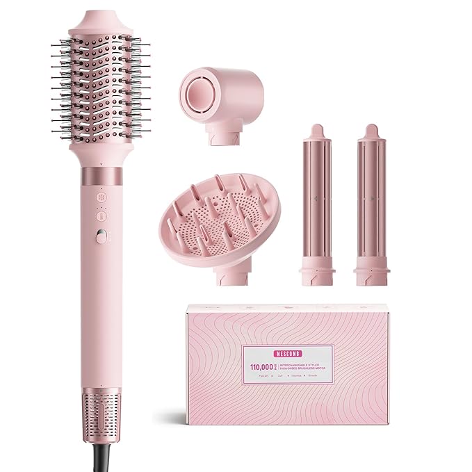 5 in 1 High-Speed Hot Air Styler - Professional Frizz-Free Hair Dryer Brush, Fast Drying Hair Dryer with Diffuser, No Heat Damage Air Styler Wrap - Curl, Volumize Gift for Women