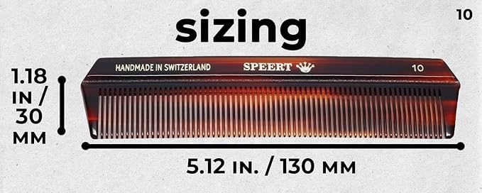 #10 Handmade Narrow Tooth Comb Tortoise Havana Acetate Fine Straight Thin Detangling Parting Grooming Teasing Hair Styling Hairdresser Barber Hairdressing Wet Dry Pocket Travel Women Men Kids