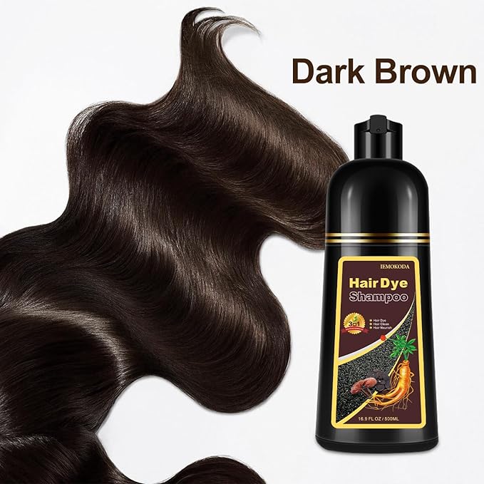 Hair Dye, Hair Dye Shampoo for Women & Men, Color Shampoo Hair Dye 16.13 Fl Oz, Safe and Natural Champu Para Canas (Dark Brown)