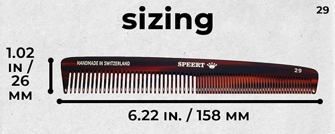 #29 Handmade Wide Narrow Tooth Comb Tortoise Havana Acetate Thick Coarse Curly Thin Fine Straight Hair Detangling Parting Grooming Teasing Hair Styling Hairdresser Barber Hairdressing Wet Dry